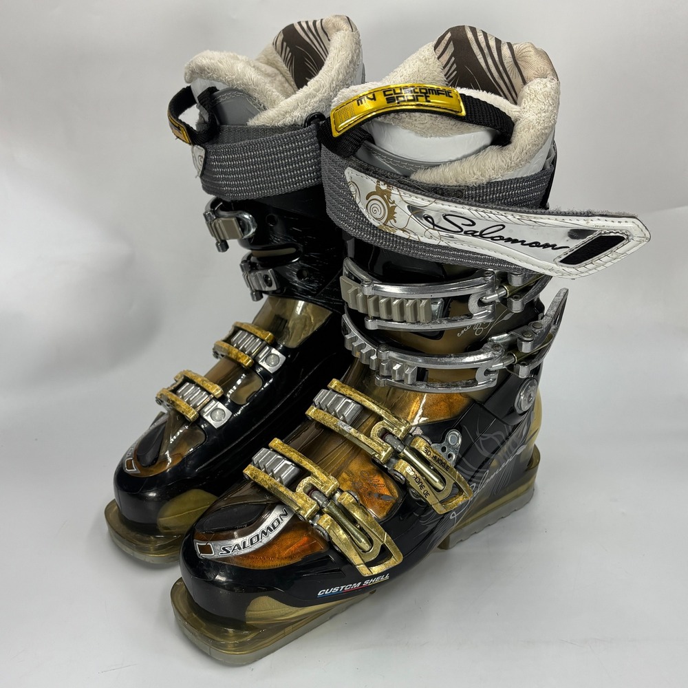 Salomon Falcon CS Ski Sz 23.0 Boots Black Gold Custom Shell My Custom Fit Sport
